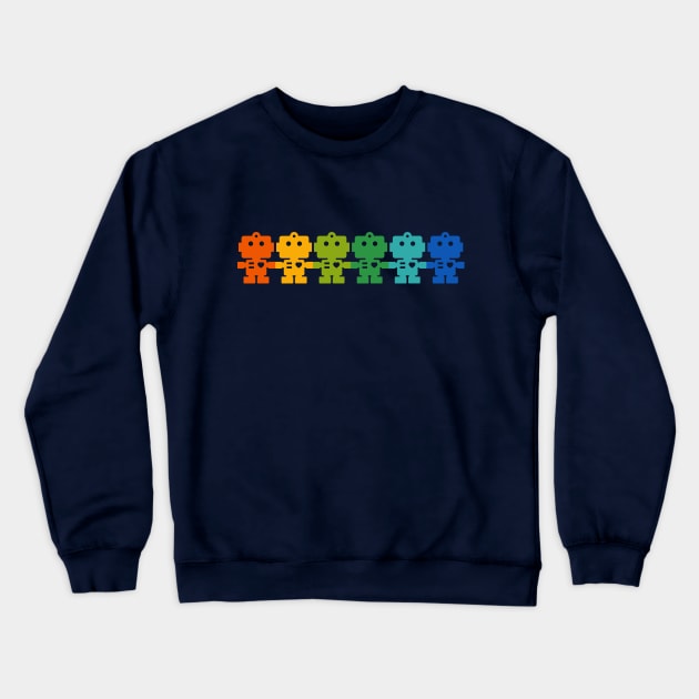 Rainbow Robots holding hands Crewneck Sweatshirt by XOOXOO